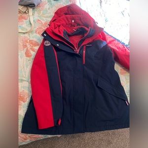 TOMMY HILFIGER Red Blue 3-in-1 All Weather Jacket Coat Sz L Large NEW Womens